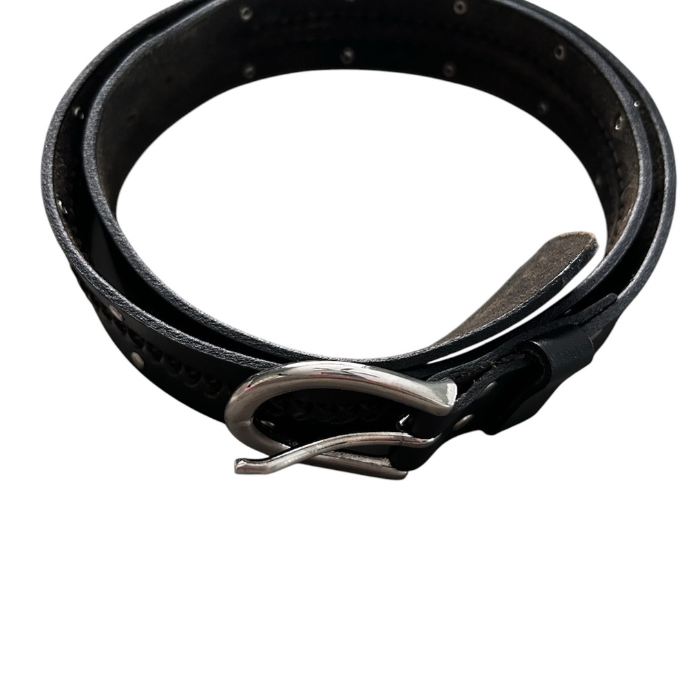 Calvin Klein Jeans Black and Silver Leather Belt - Picture 4 of 9